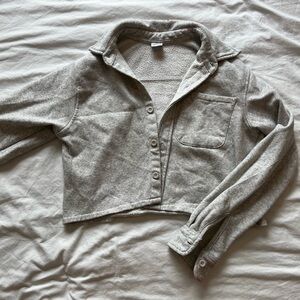 Grey cropped button up shirt